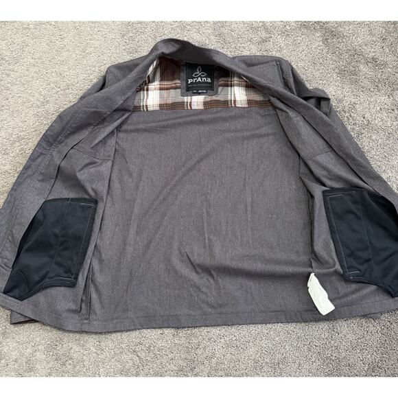 NWOT Prana Zion Bomber Jacket Men Medium Gray Full Zip Pockets Nylon Stretch - Picture 7 of 14